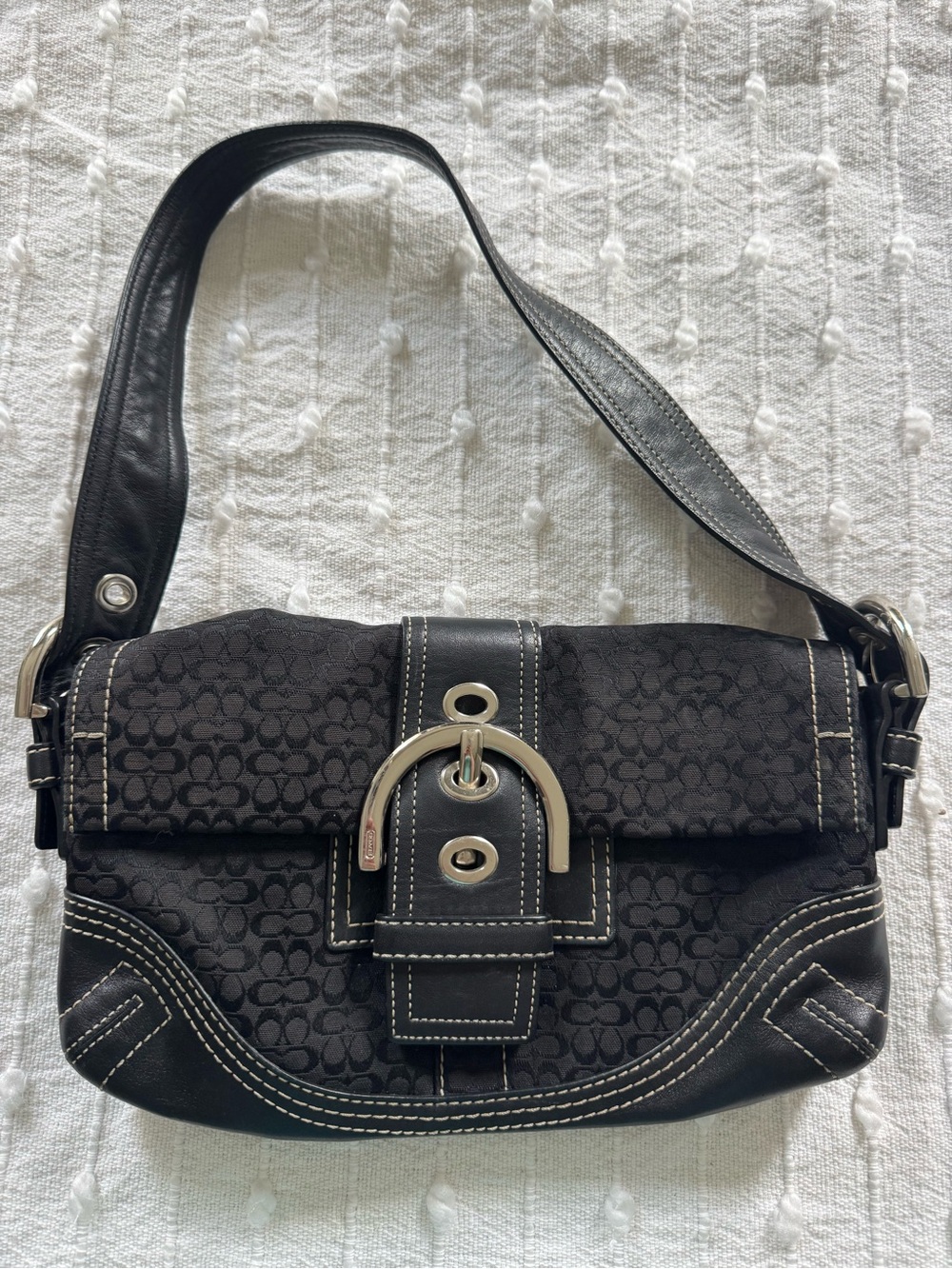 Vintage Coach Soho Black Signature C Pattern Canvas Y2K Hobo Bag F05Q-3628